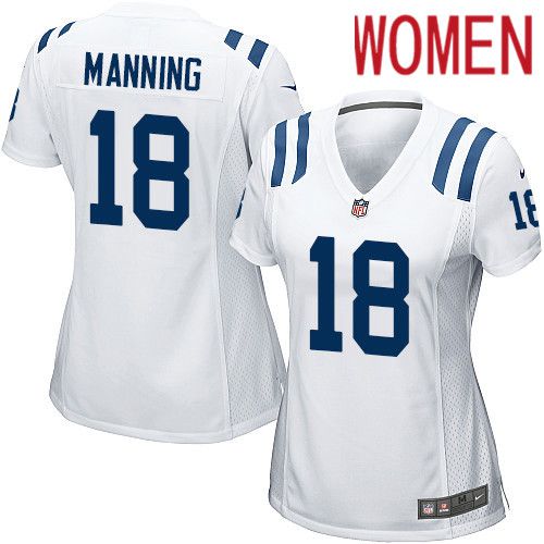 Women Indianapolis Colts 18 Peyton Manning Nike White Game NFL Jersey